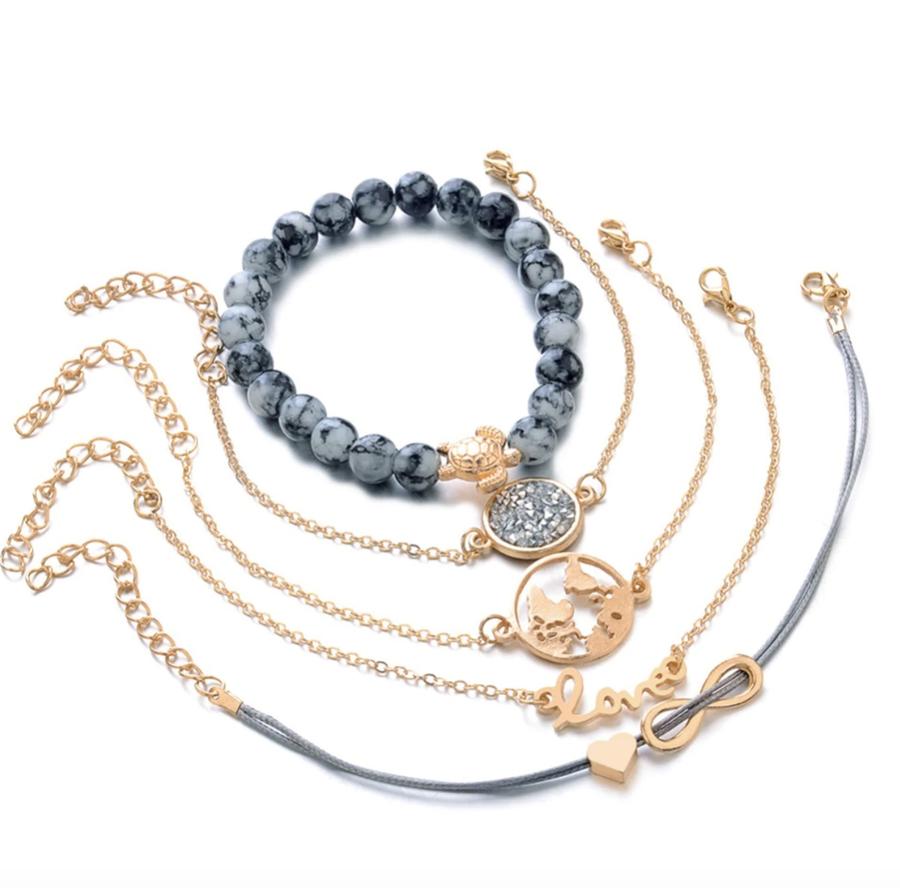 Love Gold Chain | Bangle Bracelet Set | Willen Collection