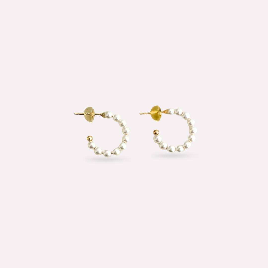Mini Pearl Hoops