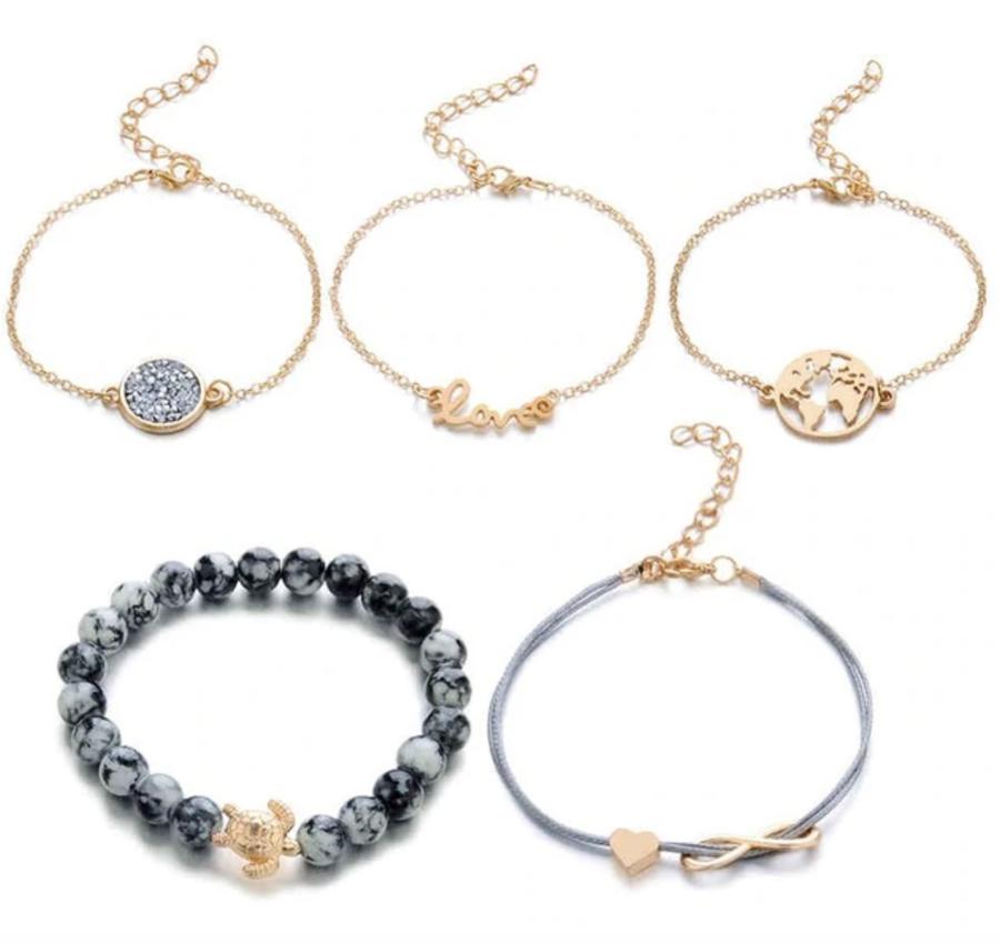 Love Gold Chain | Bangle Bracelet Set | Willen Collection